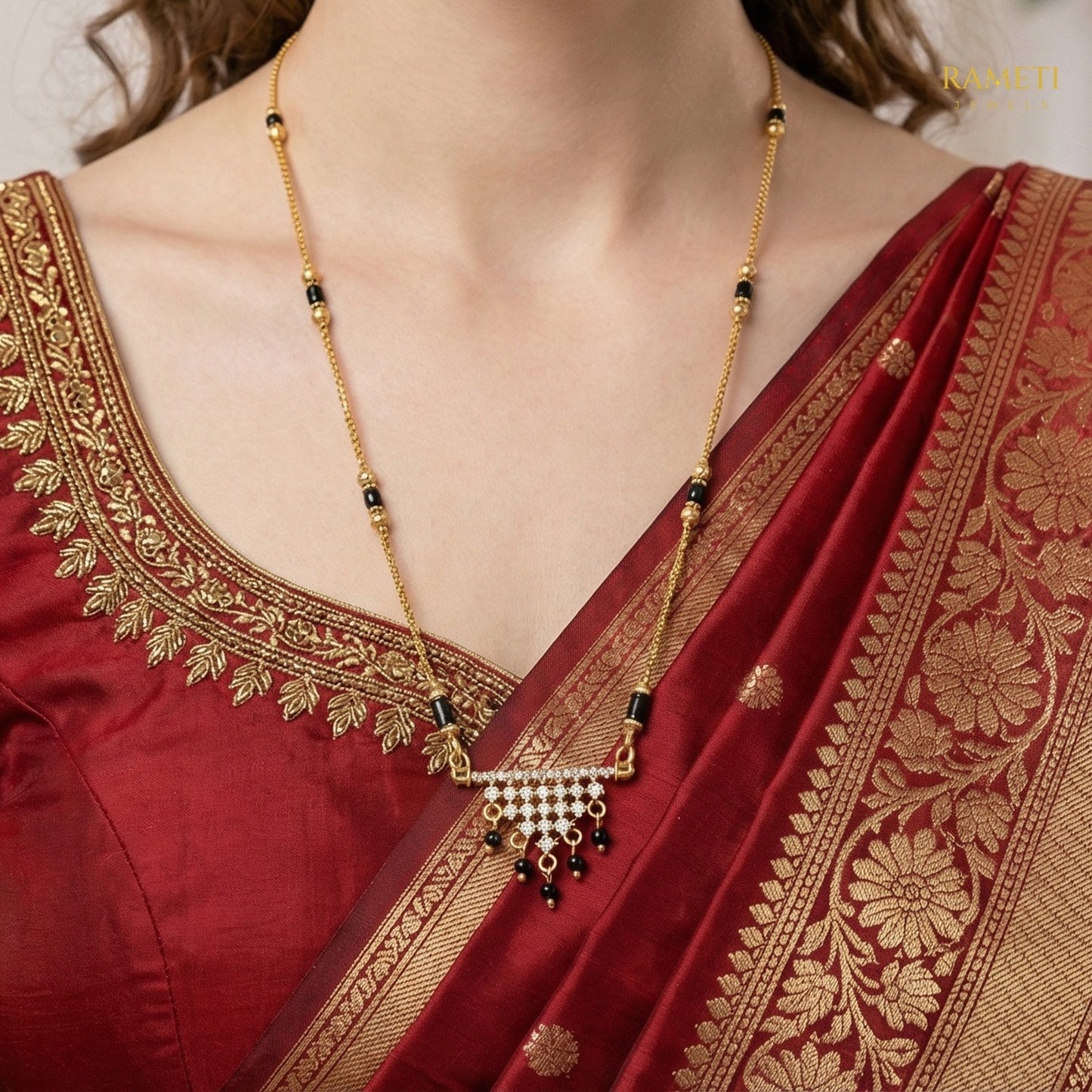 Detailed view of Jalpa Eternal Bond 18K Gold Mangalsutra - Rameti Jewels