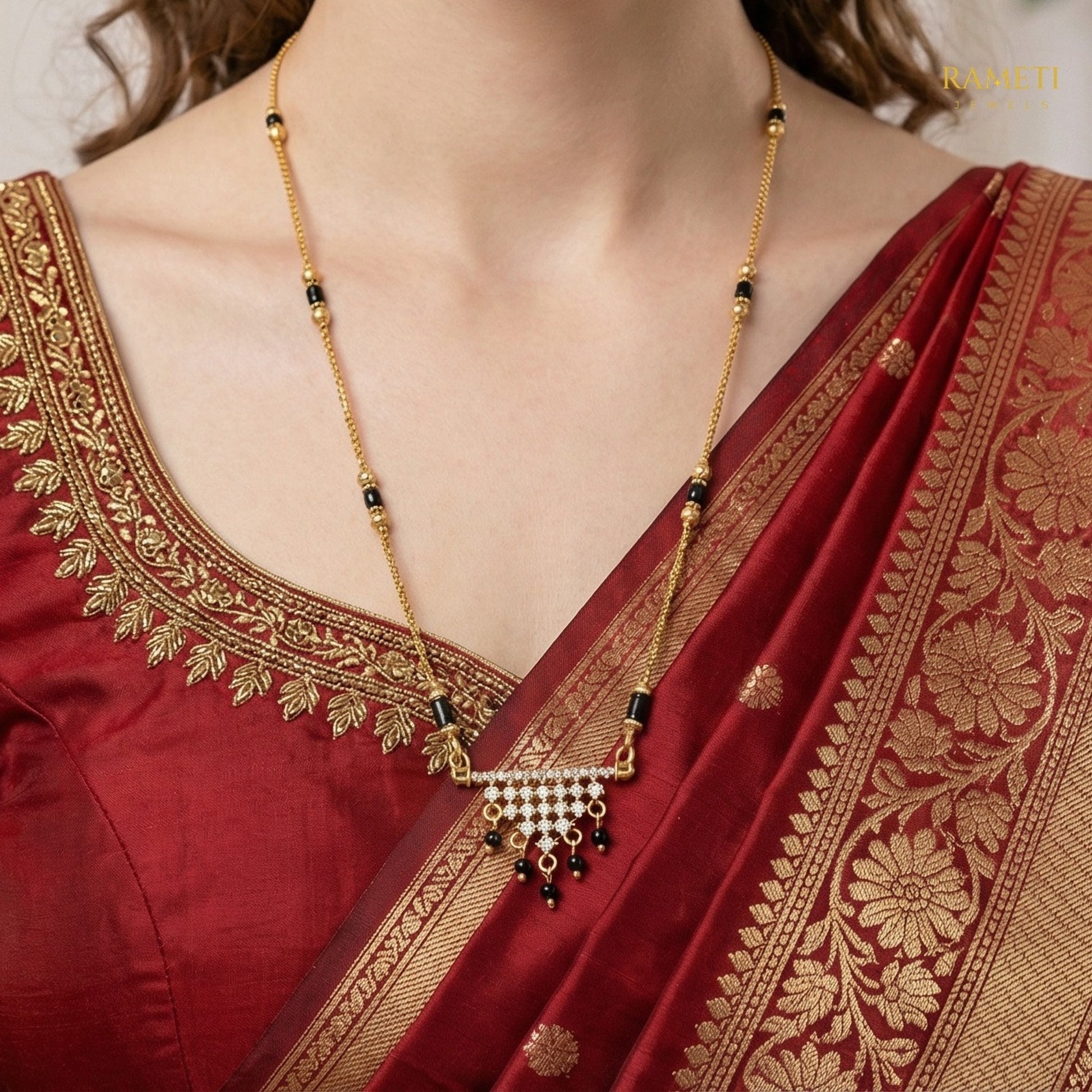 Detailed view of Jalpa Eternal Bond 18K Gold Mangalsutra - Rameti Jewels
