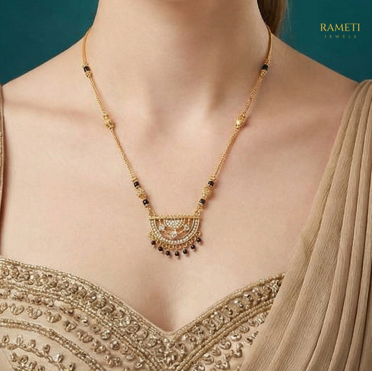Detailed view of Janvi Divine Protection Classic Mangalsutra - Rameti Jewels