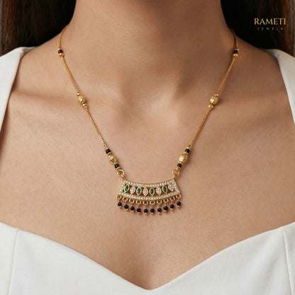 Detailed view of Jasmin Royal Heart Cut Designer Mangalsutra - Rameti Jewels