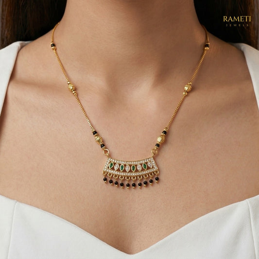 Detailed view of Jasmin Royal Heart Cut Designer Mangalsutra - Rameti Jewels