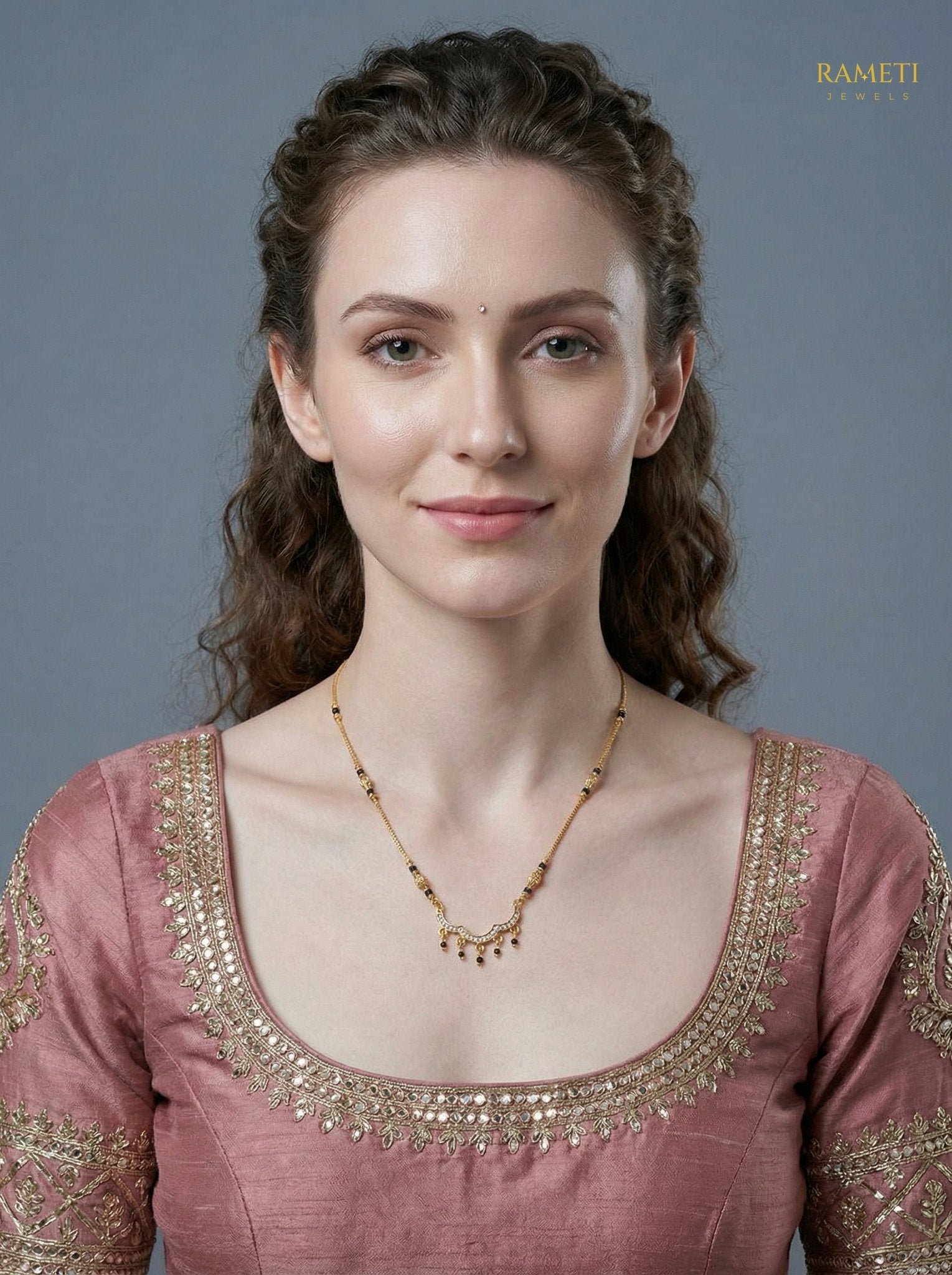 Jaya Celebrity Inspired Modern Mangalsutra worn by model - Rameti Jewels